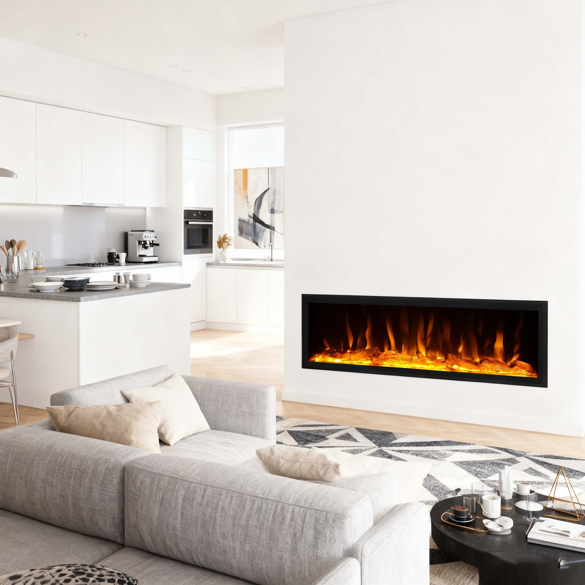 Remote Control Logs Crystals Led Flame Effect Electric Fireplace No Heat for Home Decoration