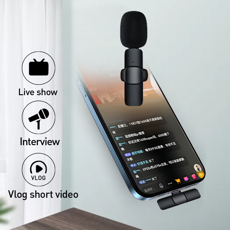 For iPhone 17 16 Wireless Lavalier Microphone Portable Audio Video Recording Mini Mic Live Broadcast Gaming Android Microfonoe