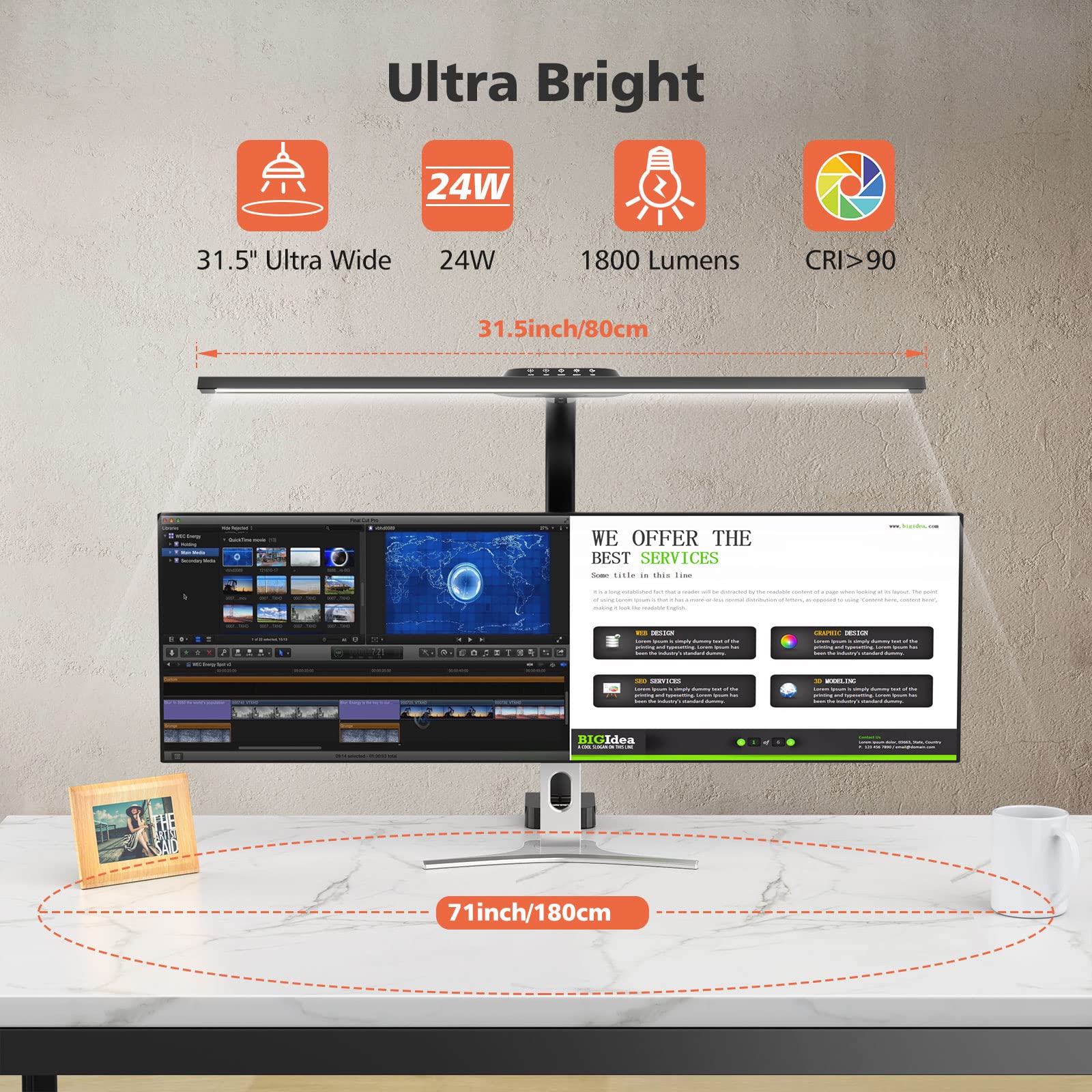 Simple No Screen Glare LED Table Light Flexible Durable Gooseneck Modern Touch Control Electric ABS Clamp Lamp Large Lighting