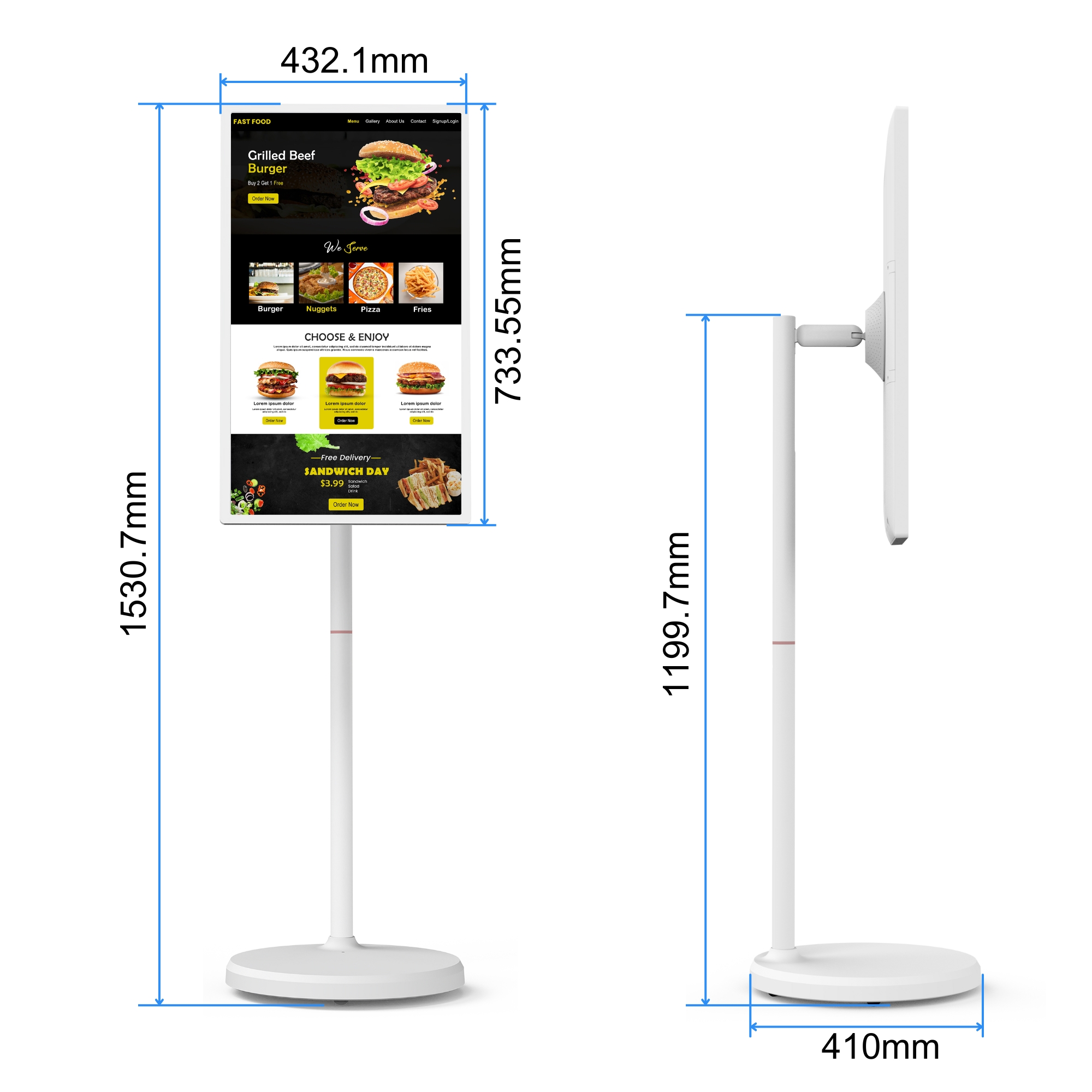 Interactive 32 Inch Touch Screen Display Portable Monitor 8+128GB Android13 Optional Camera White Stand for Meeting Reservations