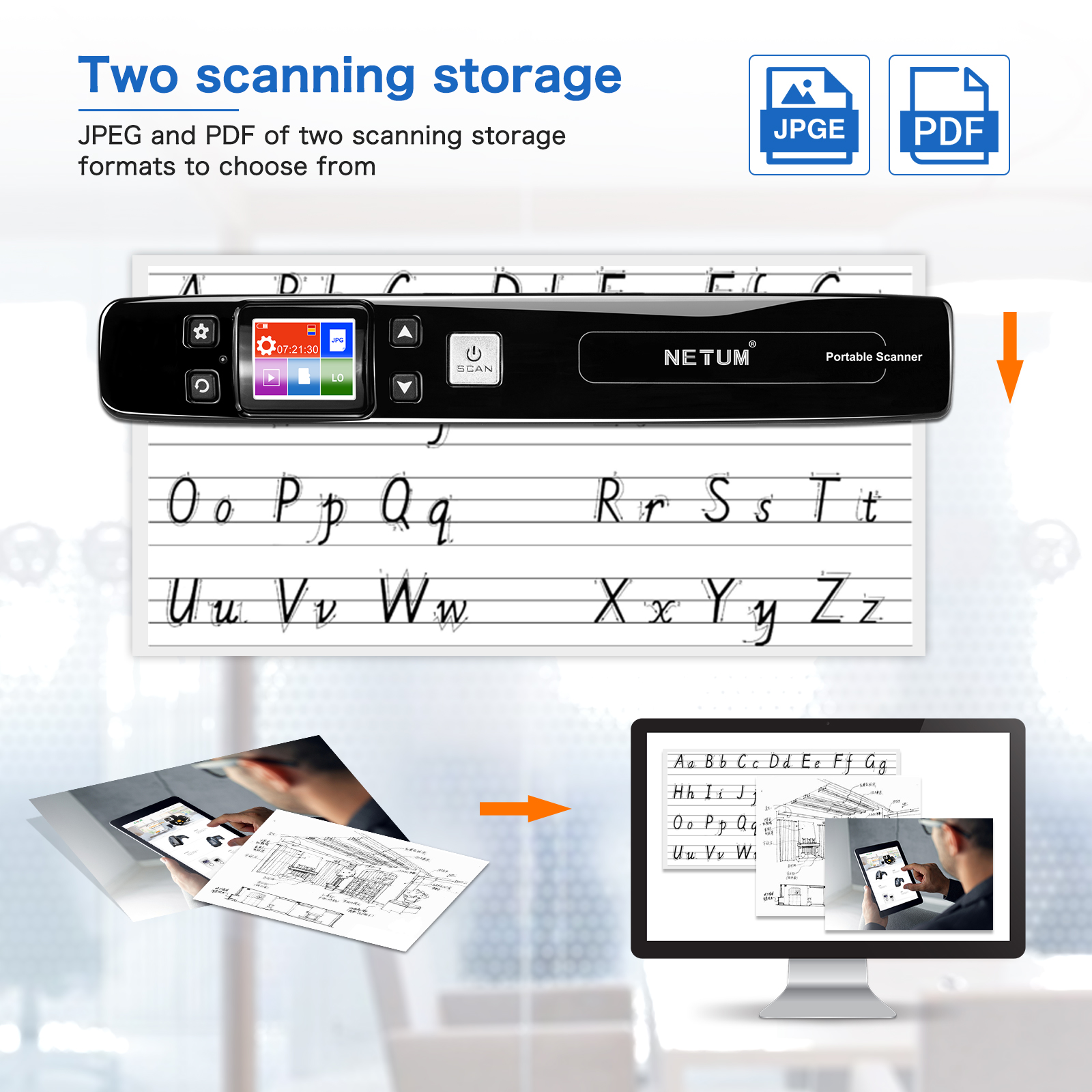 A4 Document Scanner Book Scanner Text Scanner Pen with Camera