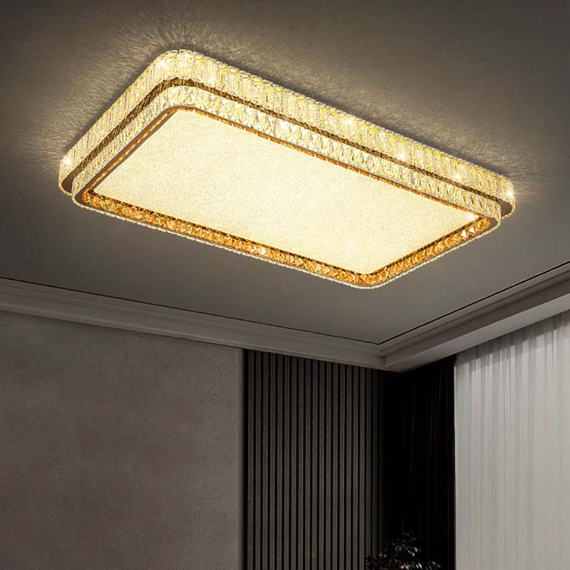 Nordic Modern Round Luxury Gold LED K9 Crystal Chandelier Interior Lighting Flush Mount Led Ceiling Home Light for Bedroom
