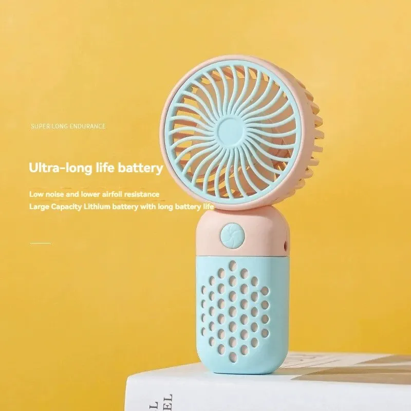 2024 Cute Mini Handheld USB & Battery Powered Eco-Friendly Outdoor Portable Low Noise Rechargeable Fan with 300mAh Battery