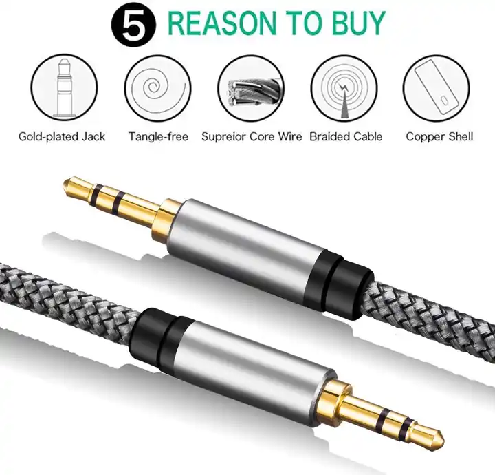 Factory Price Nylon Braided Audio Cables Coaxial Stereo Aux DC 3.5 mm for Microphone Speaker Monitor DVD Player with PVC Jacket
