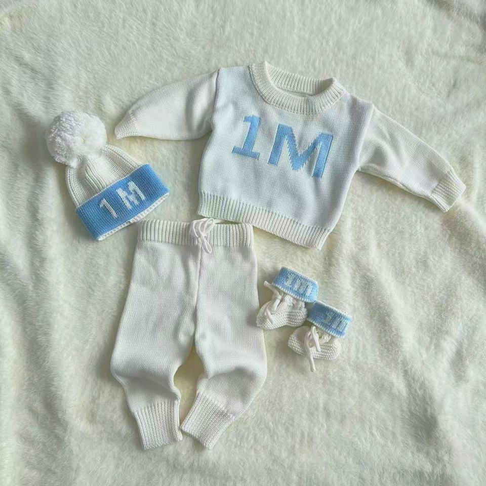 Комплект 3-pcs Knitted Romper (Custom Embroidery)