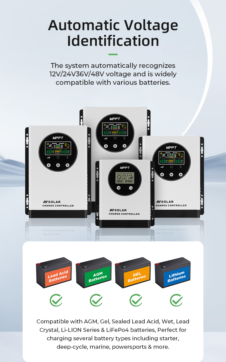 50A MPPT Solar Charge Controller 12V/24V/48V Collector 150V 200V 99% Efficiency Off-Grid System 2600W