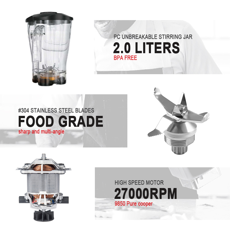Low Noise 2L Multifunction Juicer Electric Home Kitchen Smoothie Mixer Machine Blenders