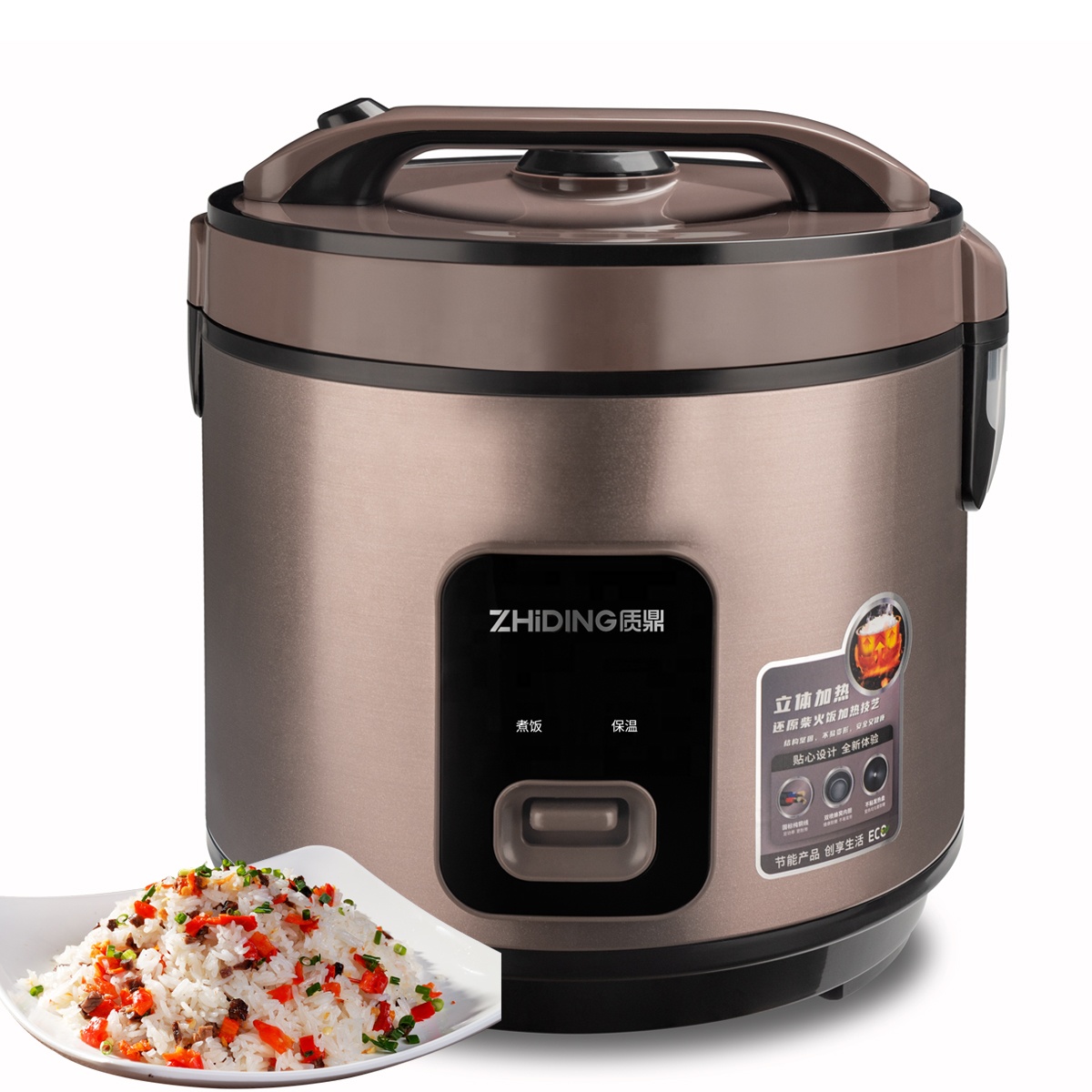 1.0L-2.8L Stainless Steel Deluxe Electric Rice Cooker, Non-Stick Inner Pot, Automatic Multi-function Household Appliance