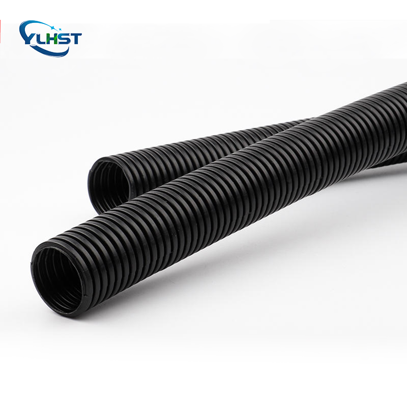 Yilian Pa Nylon Black Orange Flame Fire Resistant Flexible Cable Corrugated Electrical Conduit Pipes Split Wire Loom