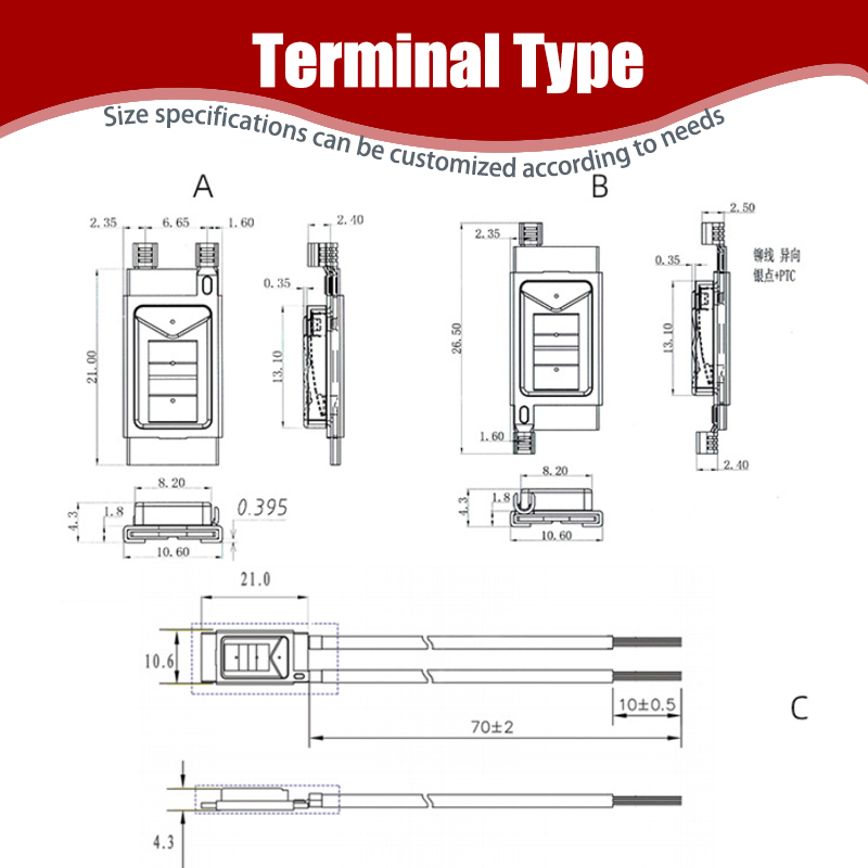 HCET 17AM  Motor Thermal Protector 7AM Self-hold 10A 100 Degree Thermal Cutoff Switch Temperature Switch for Appliance Parts