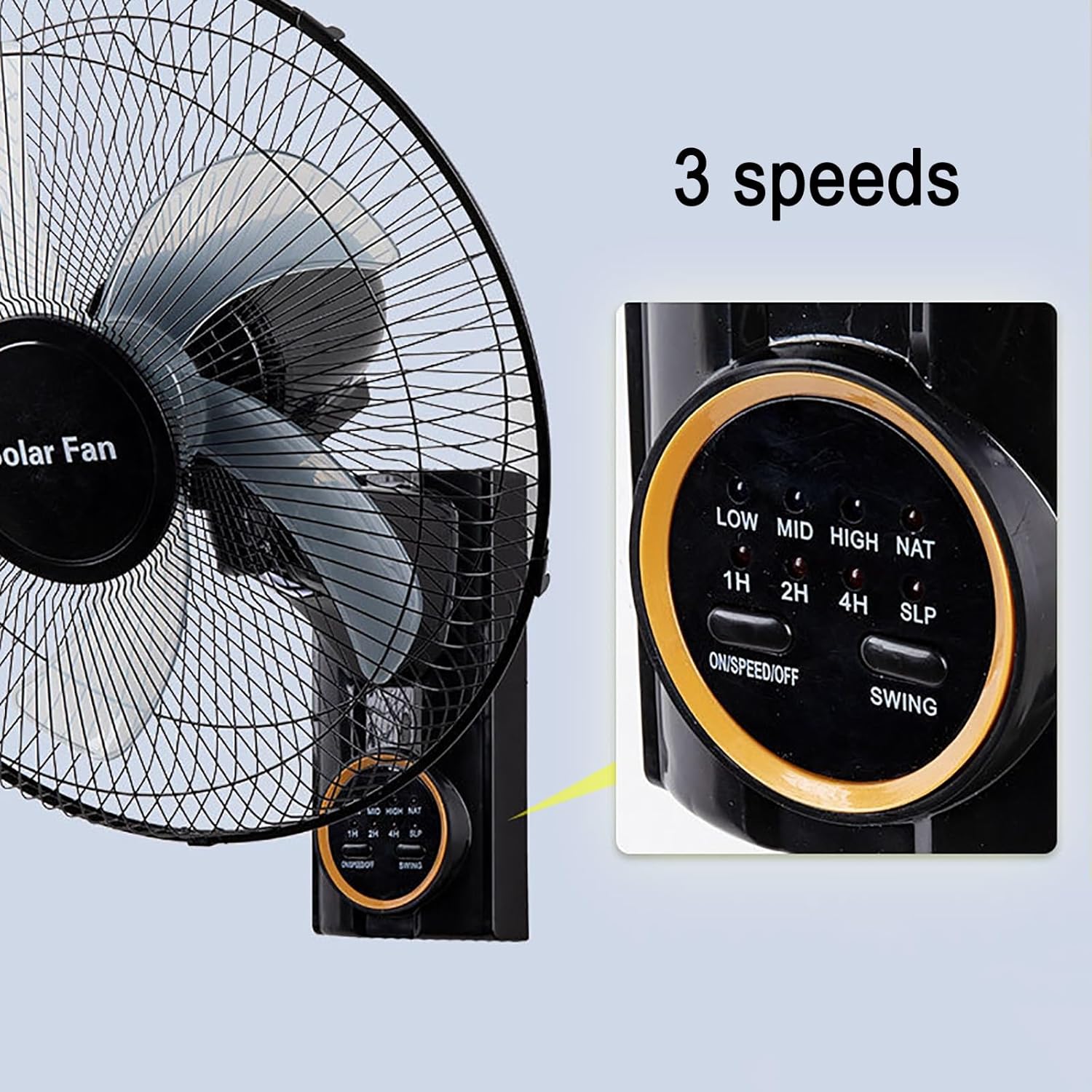 16-Inch Solar Fans Wall Mounted Oscillating Fan with Remote Control for Home Office Bedroom Living Room Garage Household Product