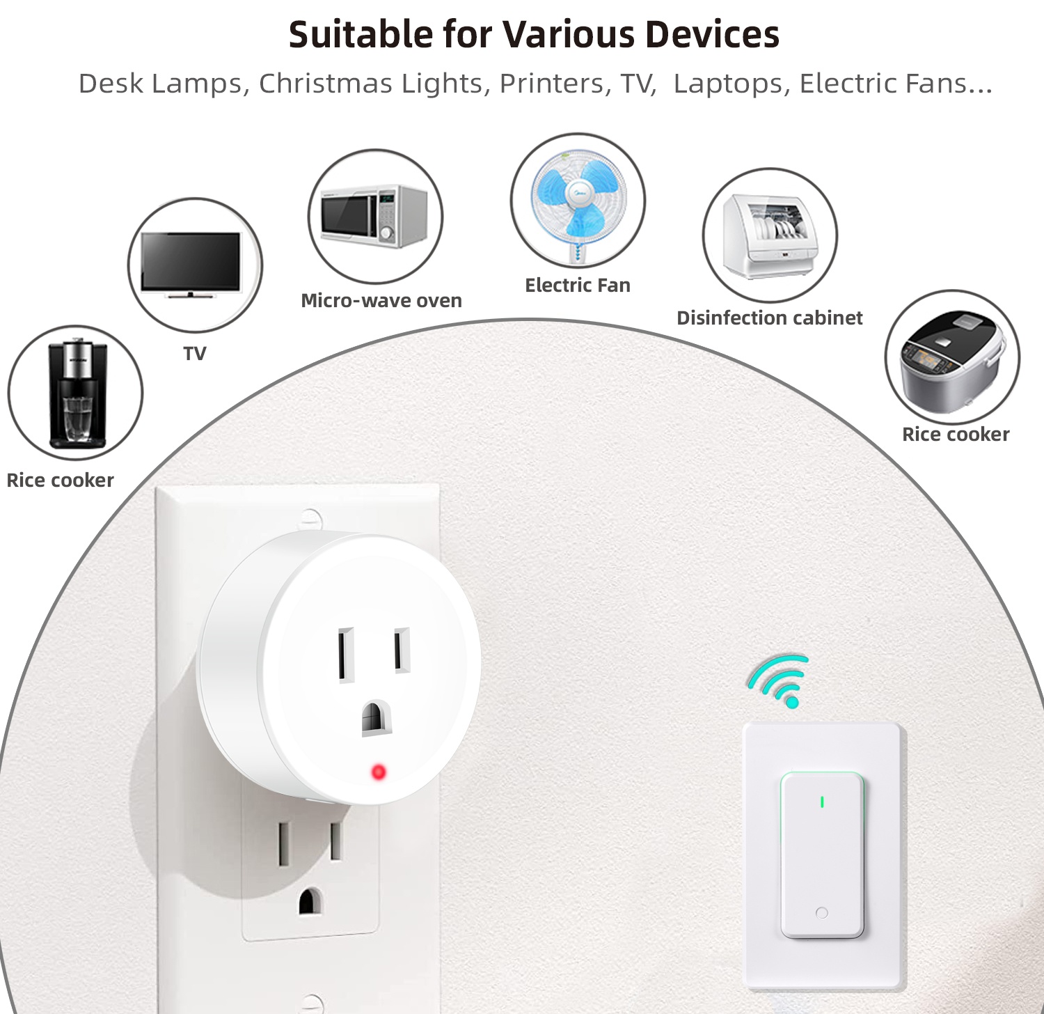 UL Certified Wireless 1500W Plug and Switches Electrical Smart Plug With Remote Control Smart Power Socket Outlet