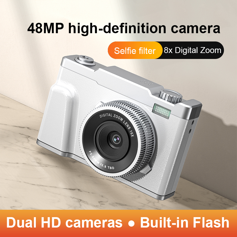 Vintage 4K Compact Digital Camera 64MP Portable Photography Device Flip Screen Autofocus Vlogging Camera for Students Beginners