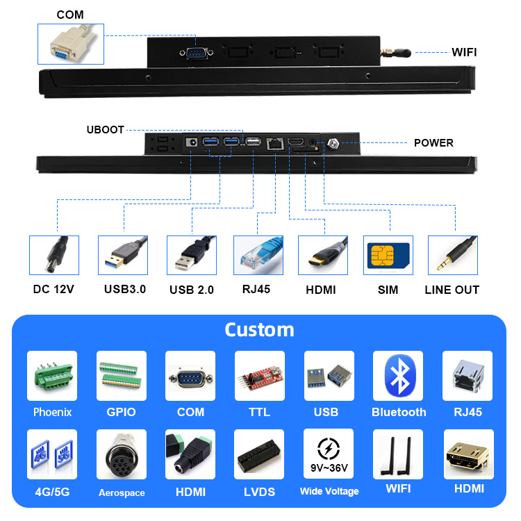 Custom All-In-One Touch Screen Panel PCs 7 10 21.5 Inch Android Windows Industrial Computer Accessories