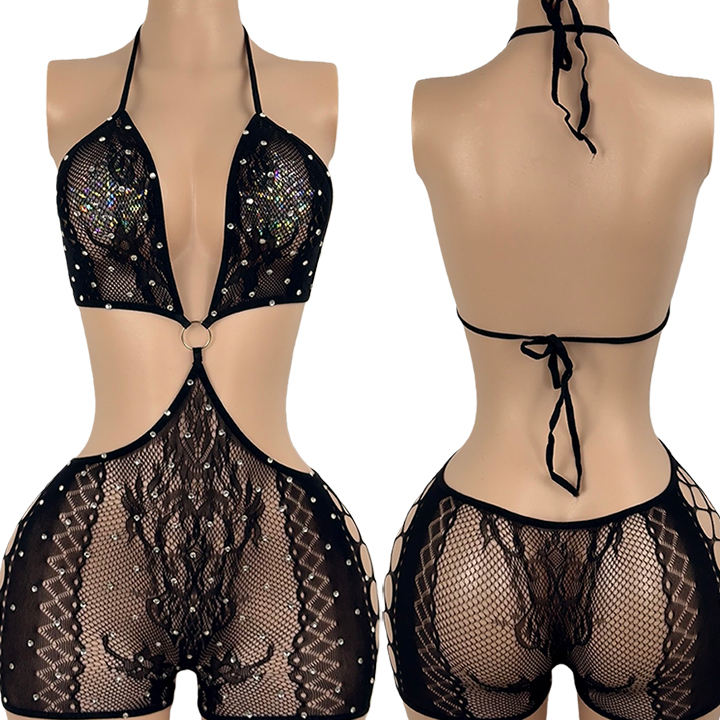 Hot Drill Back Sexy Big Hollow Bodysuit