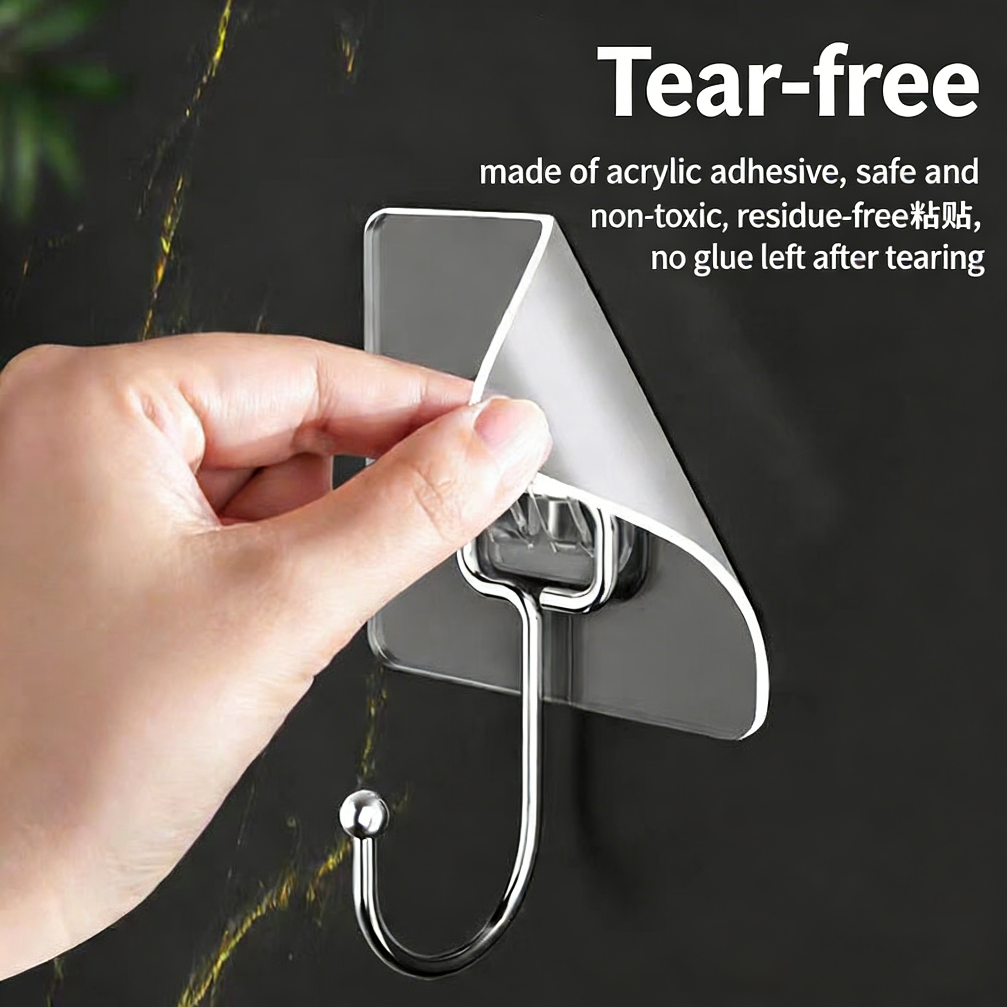 Heavy Duty  PVC Black Fashion Household Wall Strong Adhesive Transparent Good Adhesion Traceless Load-bearing Kitchen Hook