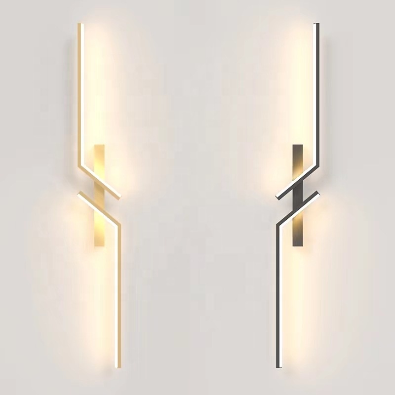 Nordic Minimalist LED Long Wall Lamp Black Gold Luxury Decor Wall Lights for Home Living Room Bedroom LED Wall Lamp Interior