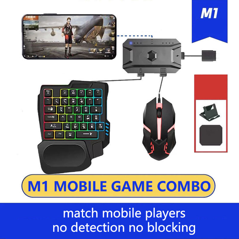 M1 Gaming Keyboard and Mouse BT 5.0 Gaming Combo Rainbow LED Backlit Wired Keyboard Support Mobile Phone