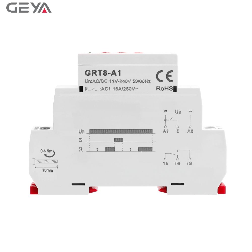GEYA GRT8-A1 A230V Din Rail Time Relay  Miniature Single Function Timer on Off Delay Relay Din Rail Timer