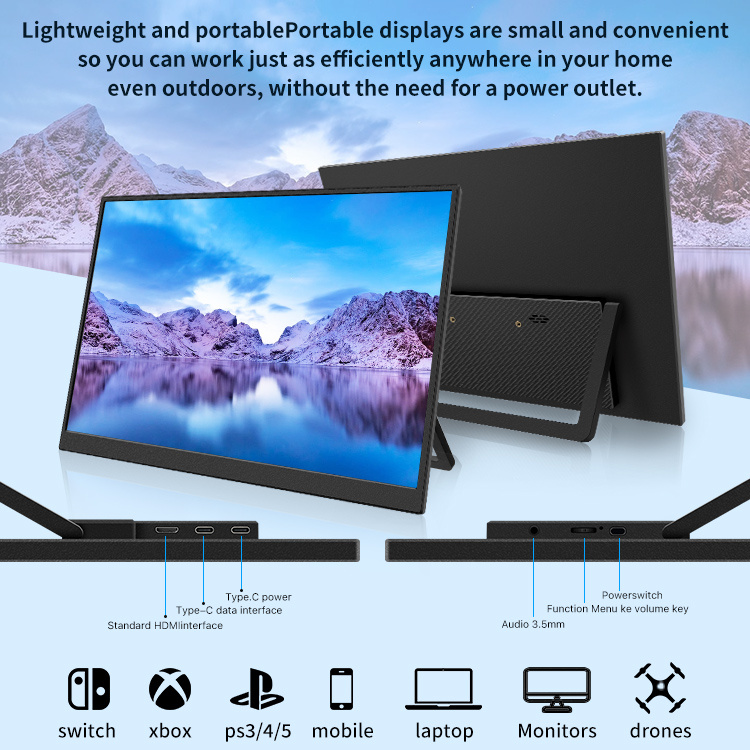 14 Inch IPS Portable Touch Screen Monitor 1080P FHD 1920x1080 Type-C HD Multi-Touch  External Display for Laptop