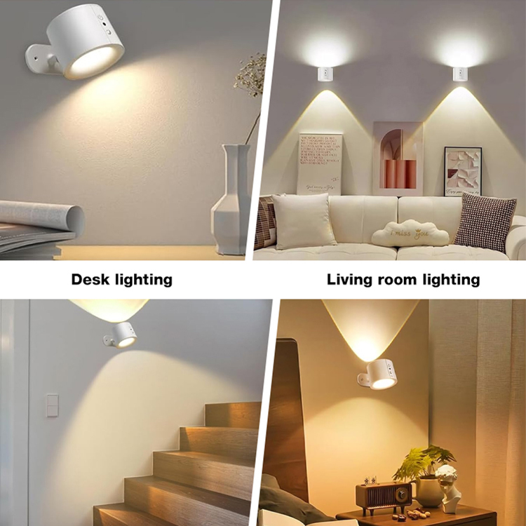 Wholesale Battery Operated Wall Light 360 Rotating Magnetic Bedroom Hallway Touch Remote Control Wireless Indoor Led Wall Lamp