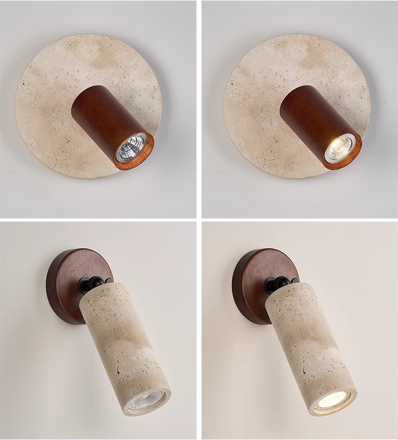Wholesale Price Numerous Styles Round Moon Stone Look Led Modern Travertine Wall Lamp