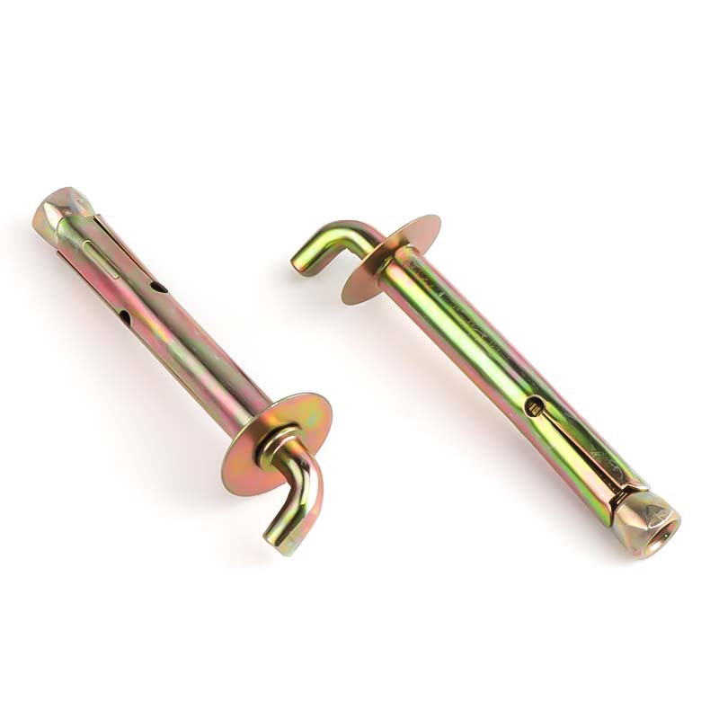 Galvanized Stainless Steel Golden Water Heater Expansion Hook Anchor with M10 Bolt and Curved Head for Household Use