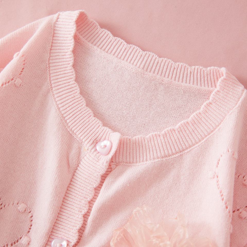 Girls Pink Knit Cardigan with Heart