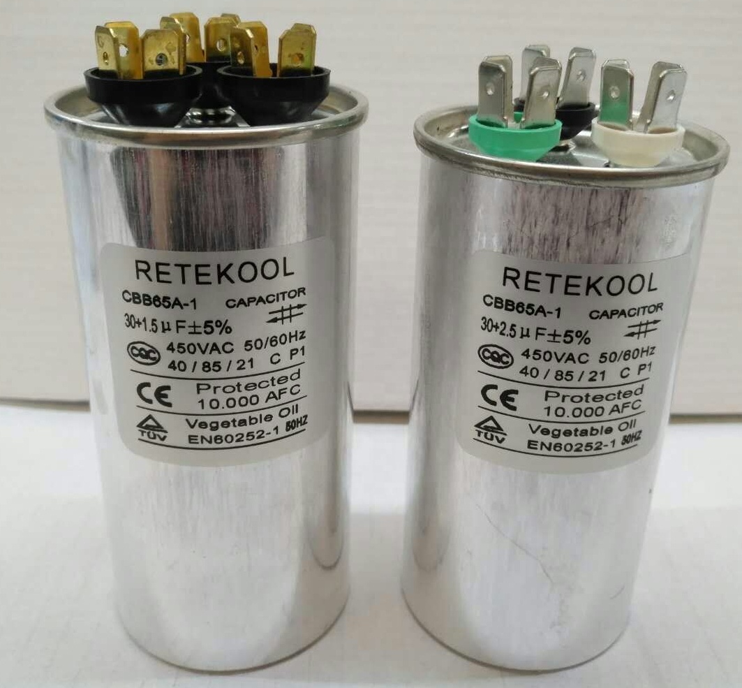 RETEKOOL Factory Supply 35uf 450v CBB65 Electronic Aluminium Run Capacitor for Gas Electric Solar or Manual Air Conditioner