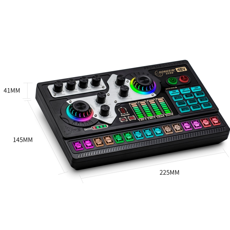 SX96 Professional 48V Sound Card English Version New Design Microphone Mobile Computer Live Streaming Outdoor Singing Sound Card