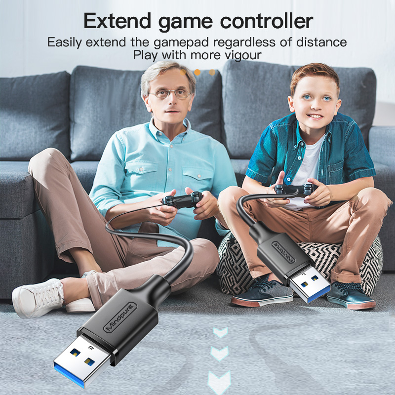 Mindpure 0.5m-3m USB 3.0 Extension Cable Male/Female 3A Fast Charging for Printers Computer Scanner Braid Shielding PVC Jacket