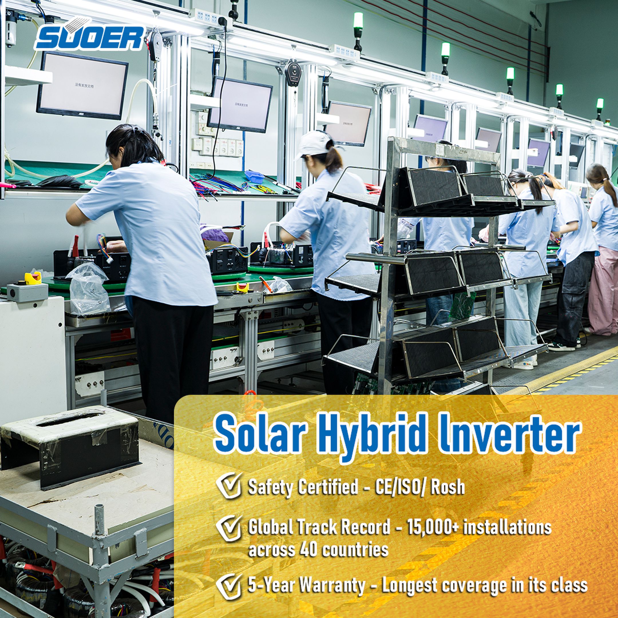 Suoer Solar Inverters 10kw 4.2kw 24v Hybrid Solar Inverter Battery 10 kw 48v 6.2kw 5kw 6kw Hybrid Solar Mppt Hybrid Inverter 6kw