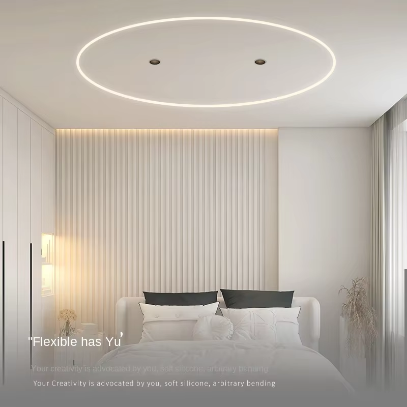 Modern Embedded Silicone Tube LED Light Strip Flexible Recessed Linear Lighting for Interior Living Room Ceiling Residential
