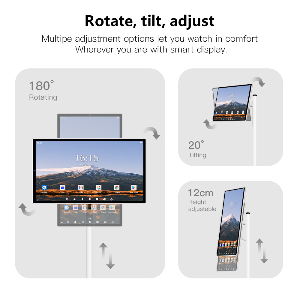 24 Inch Televisions Tv 128GB Android 13 Smart Display 8 Core CPU and 13MP Camera Portable Monitor Stand Follow with Movable Tv