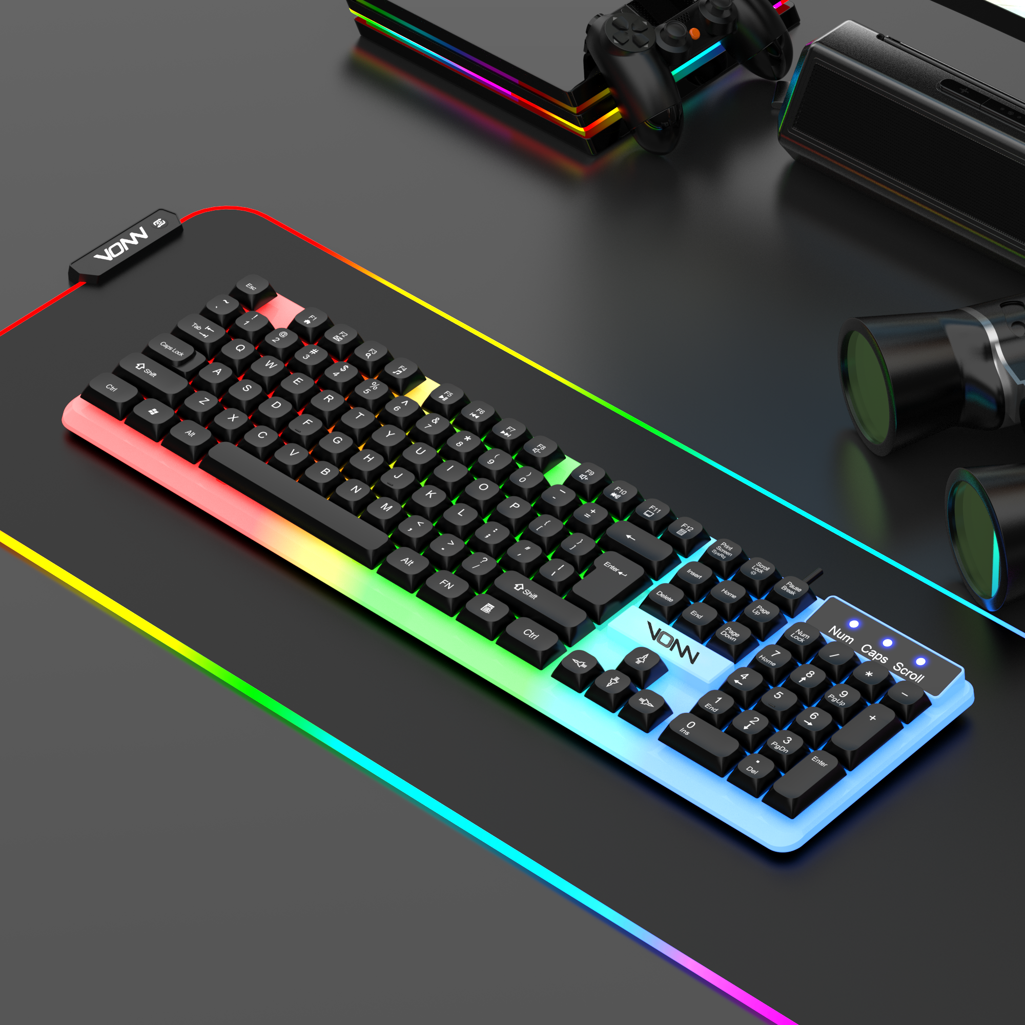 Factory Price VONN 350 104Keys Gamer Keyboard and Mouse PC Gaming Rainbow Backlit Wired Keyboard Mouse Combos for PC Desktop