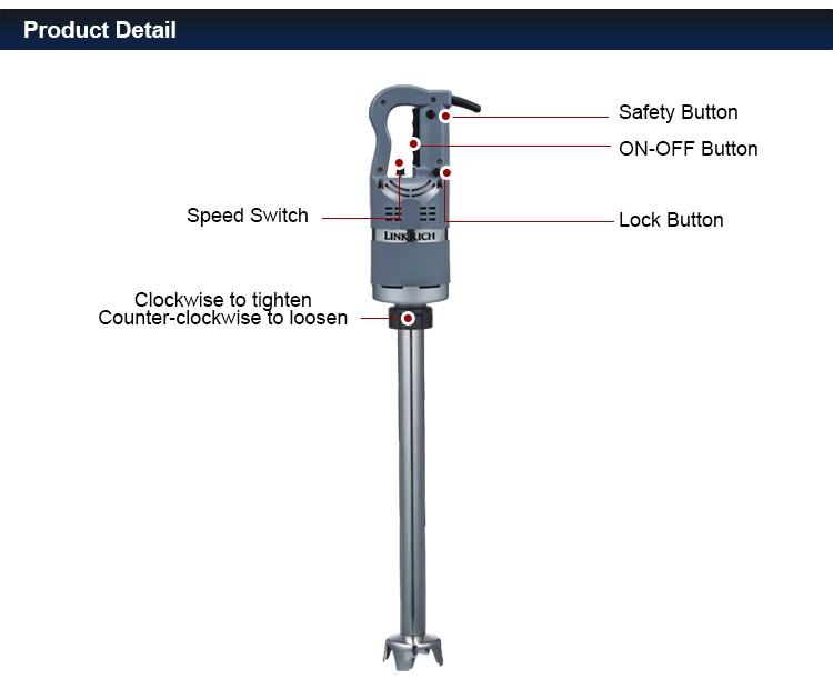 Linkrich Heavy Duty Manual Industrial Mini Hand Immersion Stick Blender Cuisine Machine Food Mixer