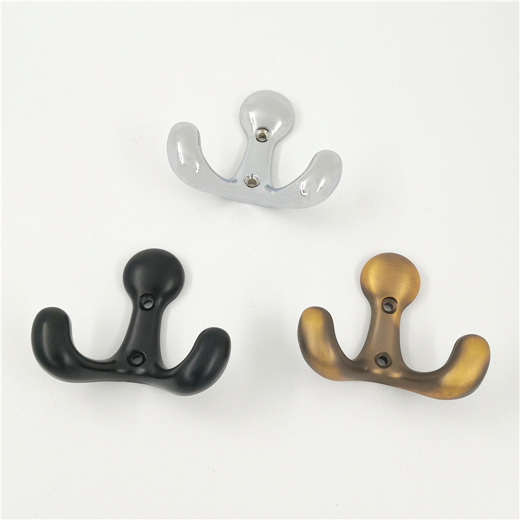Zinc Alloy Metal Retro Wardrobe Hook Double Towel Coat Hook Hanging Black Pastoral Style Coat Hook
