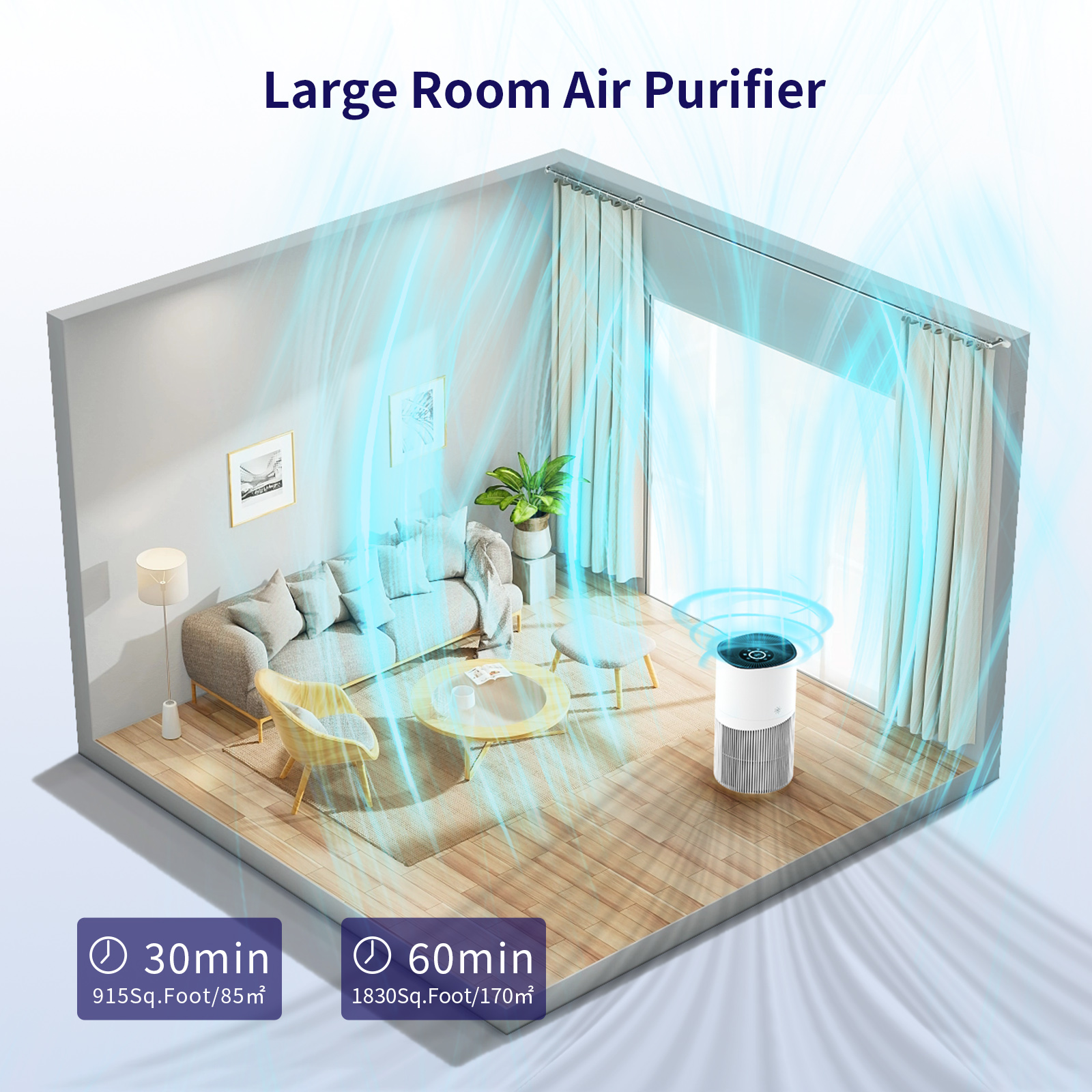 Household Air Purifier Hepa Filter Small Electric Manual Purifying System for Home Installation Pet air Purifier