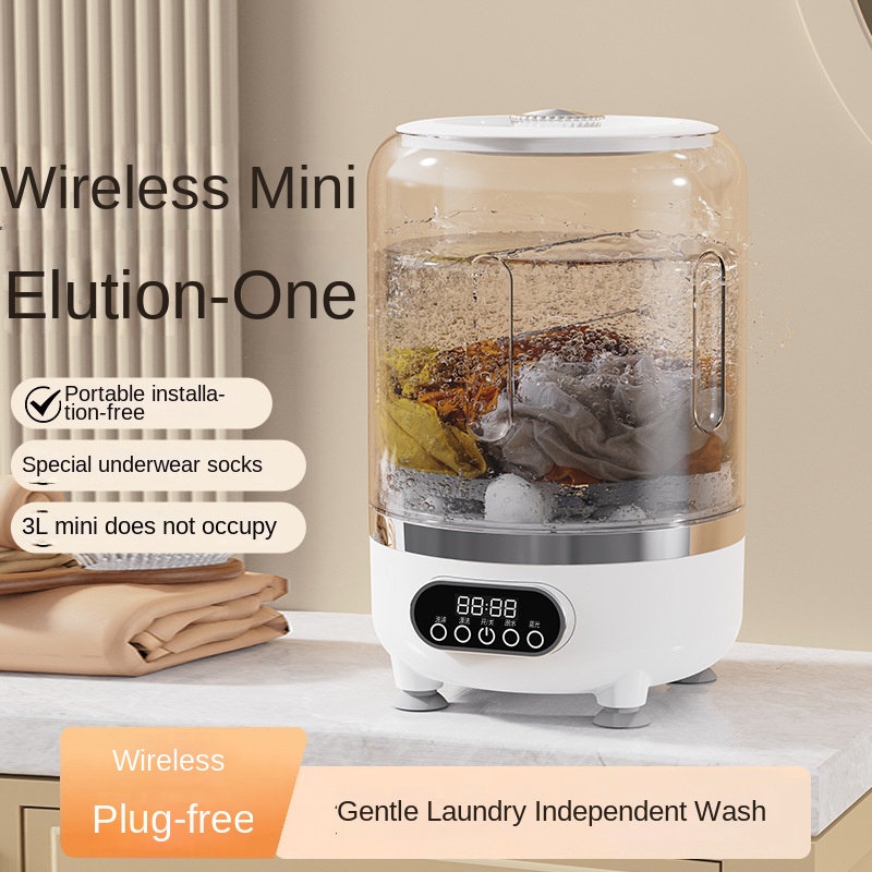 Mini Turbo Portable Semi-Automatic Underwear Grade USB Powered Plastic Washer/Dryer Household Car Use Brushless Motor OEM/ODM