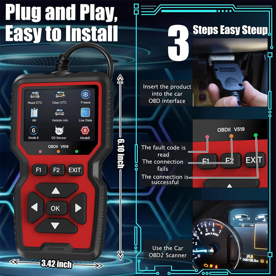 Полнофункциональный OBDII сканер V519