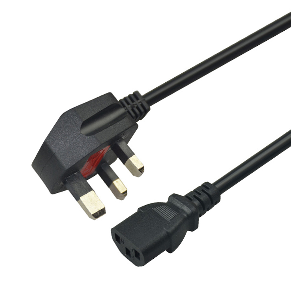 SIPU British 3 Pin 220V Fused Computer UK AC Power Cord Extension Cable PVC Jacket IEC Connector