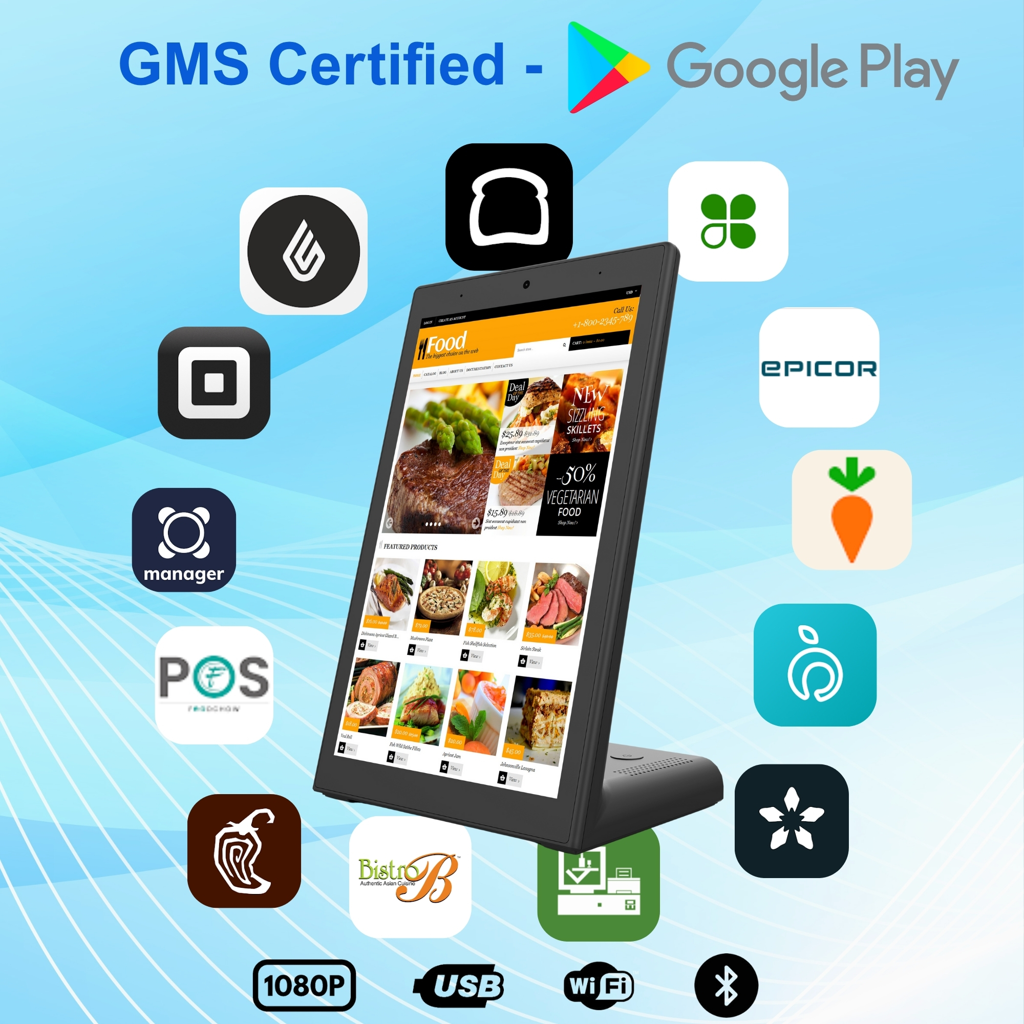 10.1 Inch Restaurant Ordering Kiosk Tablet Touch Screen NFC Tablet Pc Android 11 2+16GB Pos L Shape Tablets