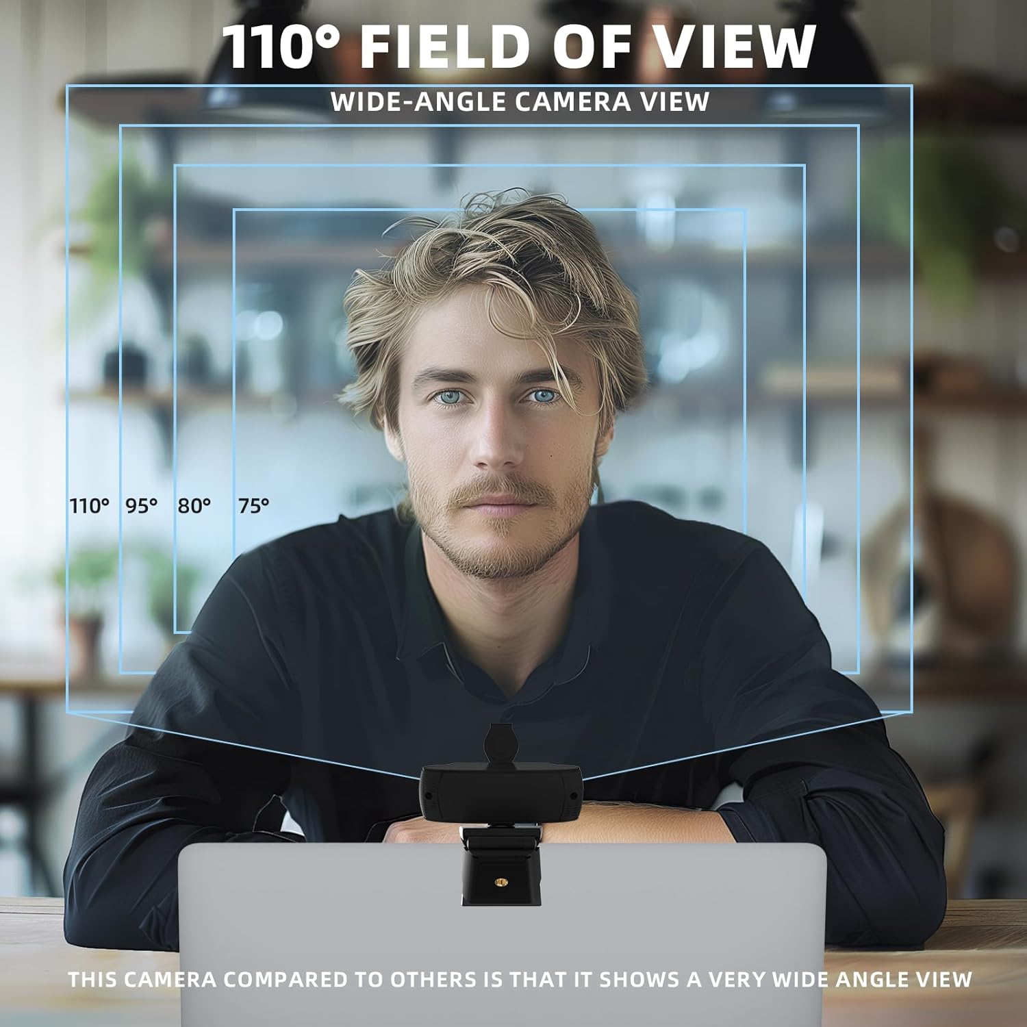 SYONG 1080P Webcam for PC with Microphone, Computer Webcam 110° Field of View Streaming Camera with Cover Plug-Play USB Camera