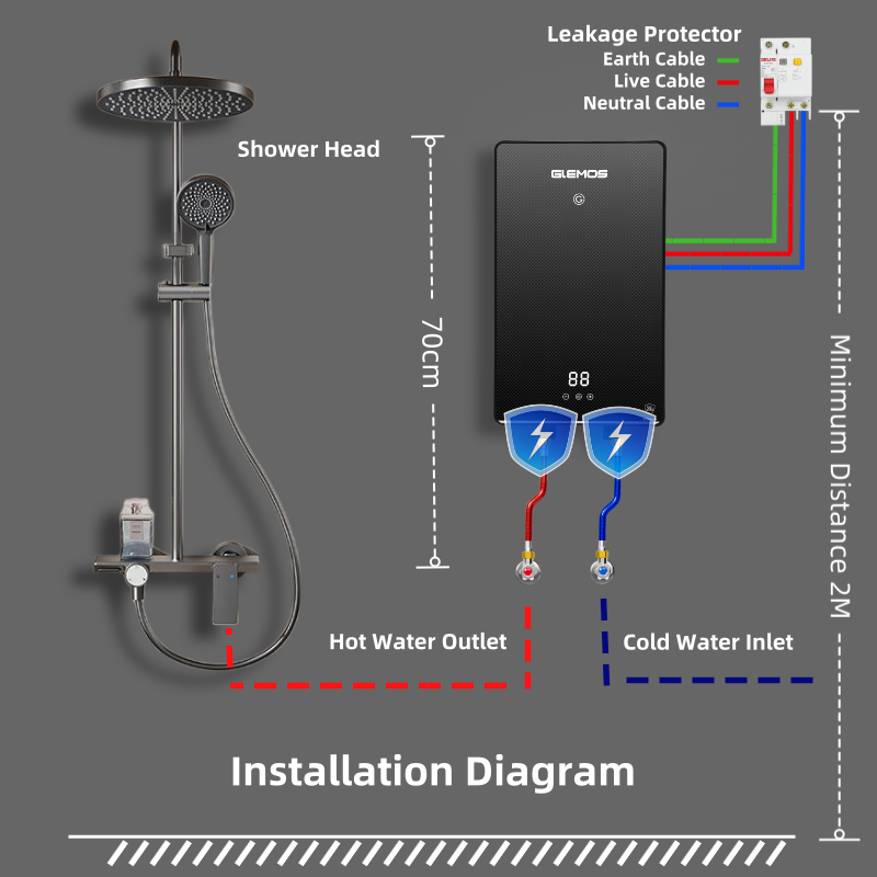 High Quality Fast Heating Energy Saving Instantaneous Electric Hot Water Heater for Shower Kitchen Bathroom