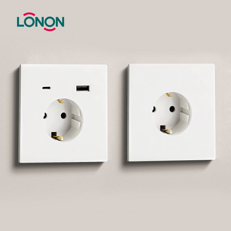 EU Socket Customization Wall Outlet Sockets European German Standard Electrical Usb Wall Socket