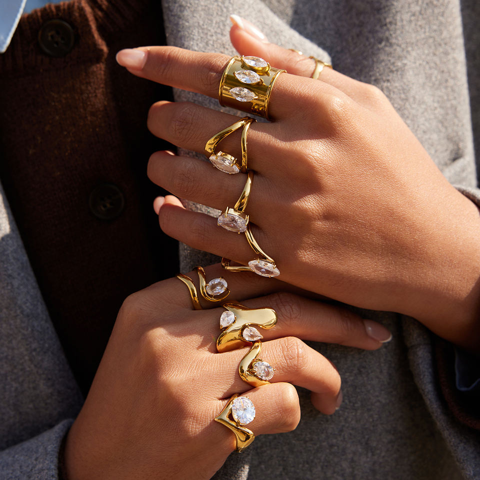 Стальное кольцо J-D (18K Gold Plate)