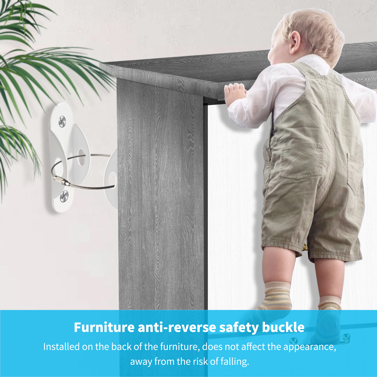 Wholesale Firm Secure Anti Tip Furniture Anchors for Baby Proofing Dresser Wall Safety Anchor Furniture Fasteners to Wall