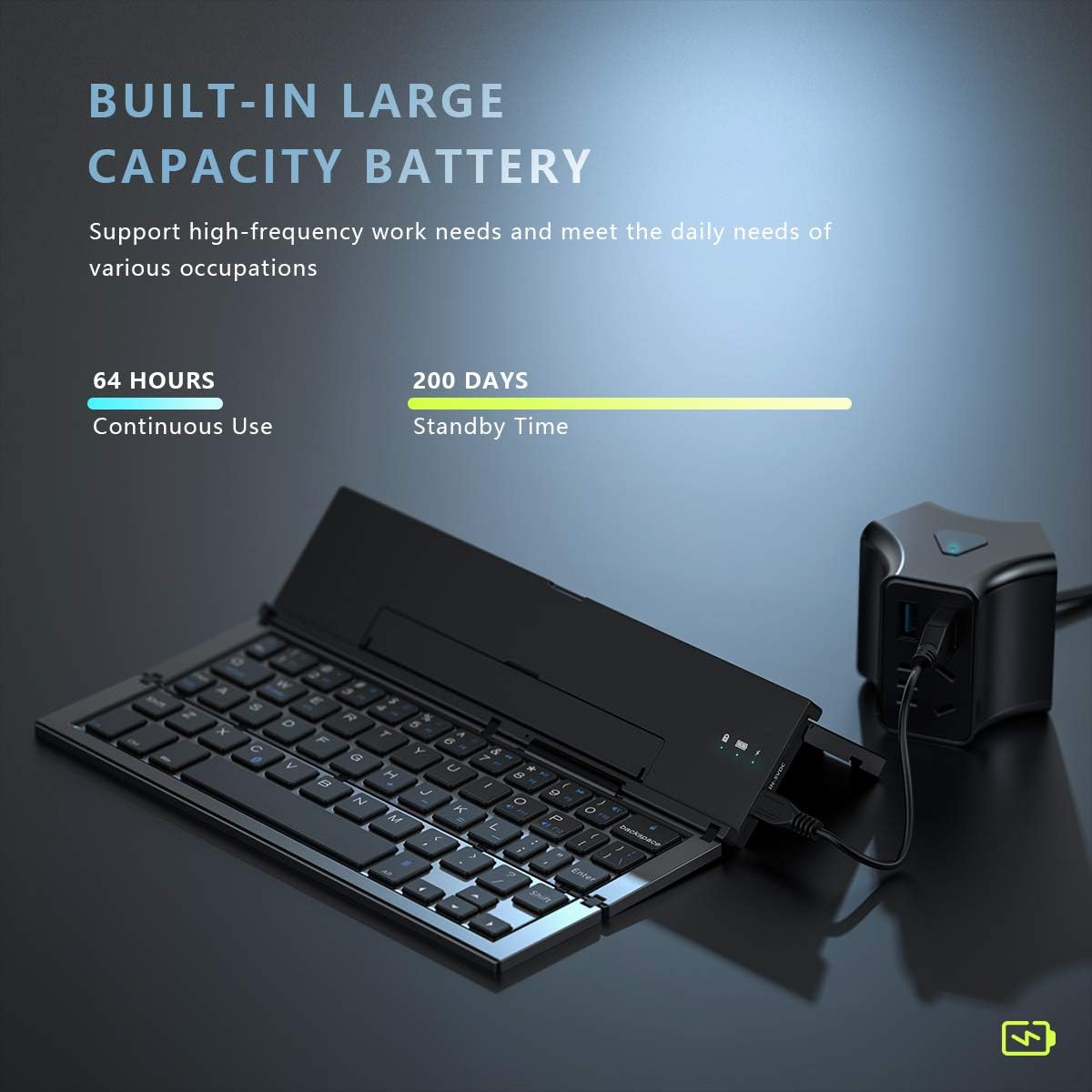 Foldable Bluetooth Keyboard Portable Folding Wireless USB Rechargeable Keyboard for IOS Android Windows Smartphone