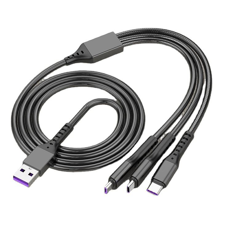 Durable 5A 66W 3 in 1 Charging Cable USB Phone 480Mbps Transmission Wire Accessories Fast Charging USB Cable