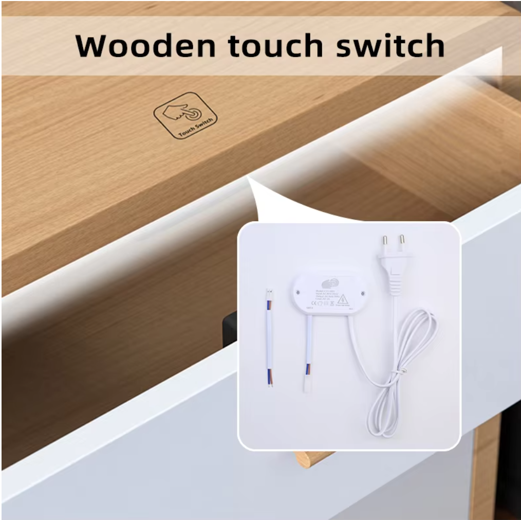 Cabinet Light Touch Wardrobe Sensor 110v 220v Hidden Touch Dimmer Switch for 25mm Under Wood Led Furniture Light